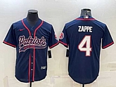 Men's New England Patriots #4 Bailey Zappe Navy With Path Cool Base Stitched Baseball Jersey,baseball caps,new era cap wholesale,wholesale hats